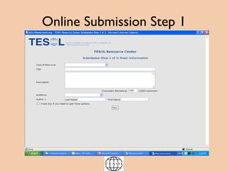 Online Submission Step 1 