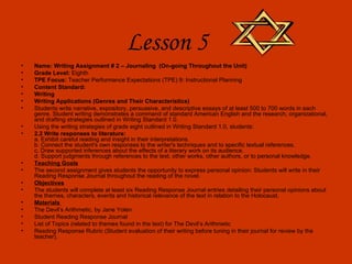 Teacher's 6 Unit Lesson Plan for Integrating Holocaust History and ...