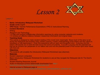 Teacher's 6 Unit Lesson Plan for Integrating Holocaust History and ...