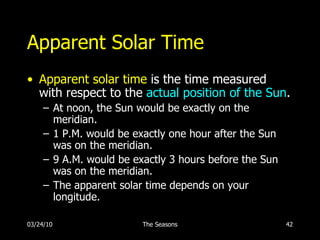 Local Apparent Time The Seasons | PPT