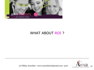 WHAT ABOUT ROI ?




(c) Tiffany Assouline - www.reseaulutiondeprojet.com - pour   29
 