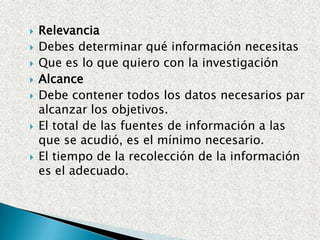 Criterios para evaluar la información
