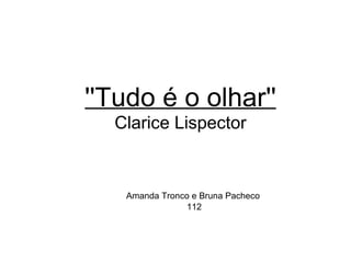 ''Tudo é o olhar'' Clarice Lispector Amanda Tronco e Bruna Pacheco  112 