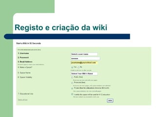 Registo e criação da wiki 