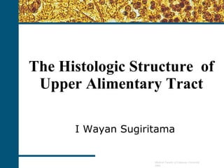 The Histologic Structure  of  Upper  Alimentary Tract I Wayan Sugiritama Medical Faculty of Udayana University 2008 