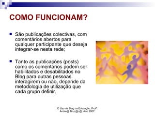 uso do blog na educação