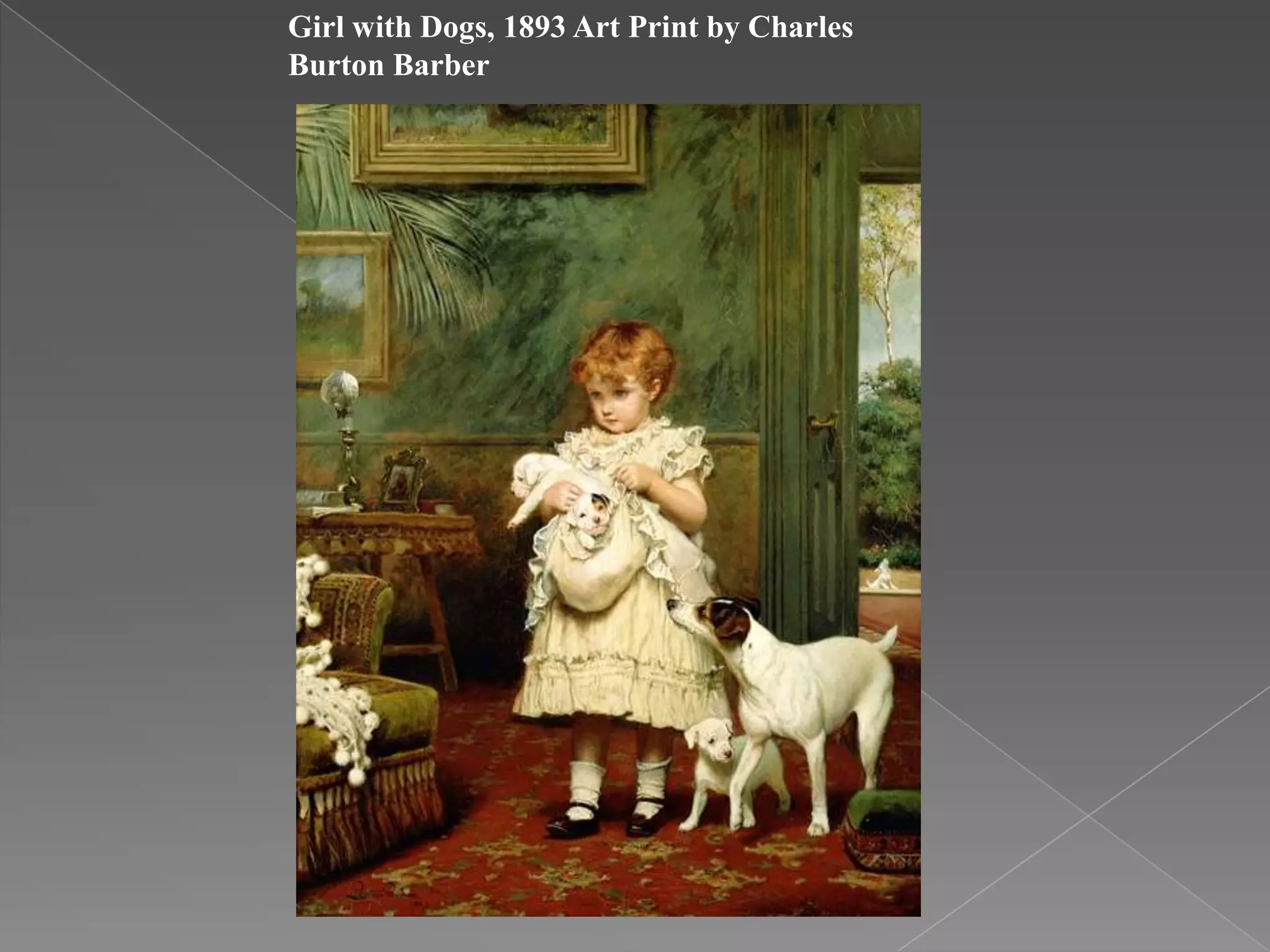 Girl with Dogs, 1893 Art Print by Charles Burton Barber