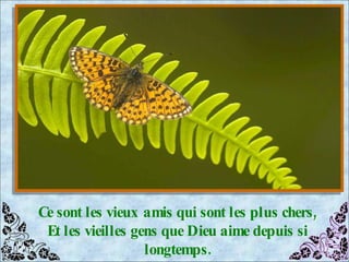 Ce sont les vieux amis qui sont les plus chers, Et les vieilles gens que Dieu aime depuis si longtemps. 