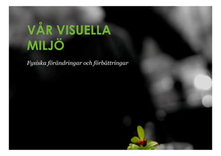 VÅR VISUELLA
MILJÖ
Fysiska förändringar och förbättringar
 