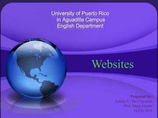 Websites University of Puerto Rico in Aguadilla Campus English Department Prepared by: Ashley C. Paz Figueroa Prof. Mary Moore TEED 3035 
