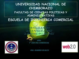 UNIVERSIDAD NACIONAL DE CHIMBORAZO FACULTAD DE CIENCIAS POLITICAS Y ADMINISTRATIVAS ESCUELA DE INGENIERIA COMERCIAL I INTEGRANTES ,[object Object]