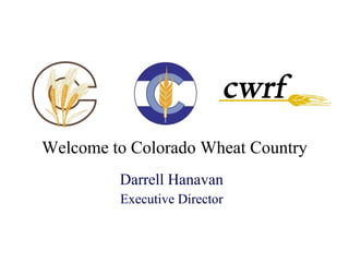 Darrell Hanavan Executive Director Welcome to Colorado Wheat Country 