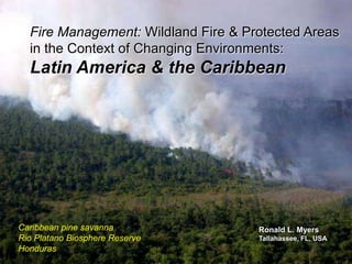 Fire Management: Wildland Fire & Protected Areas
  in the Context of Changing Environments:
  Latin America & the Caribbean




Caribbean pine savanna               Ronald L. Myers
Rio Platano Biosphere Reserve        Tallahassee, FL, USA
Honduras
 