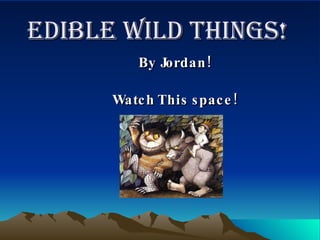 Edible Wild Things!  By Jordan! Watch This space! 