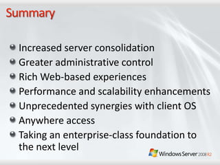 Windows Server 2008 R2 Overview
