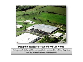 Deerfield, Wisconsin—Where We Call Home
Our two manufacturing facilities are located in the center and lower left of the picture.
                   (The box surrounds our 1990 initial building.)
 