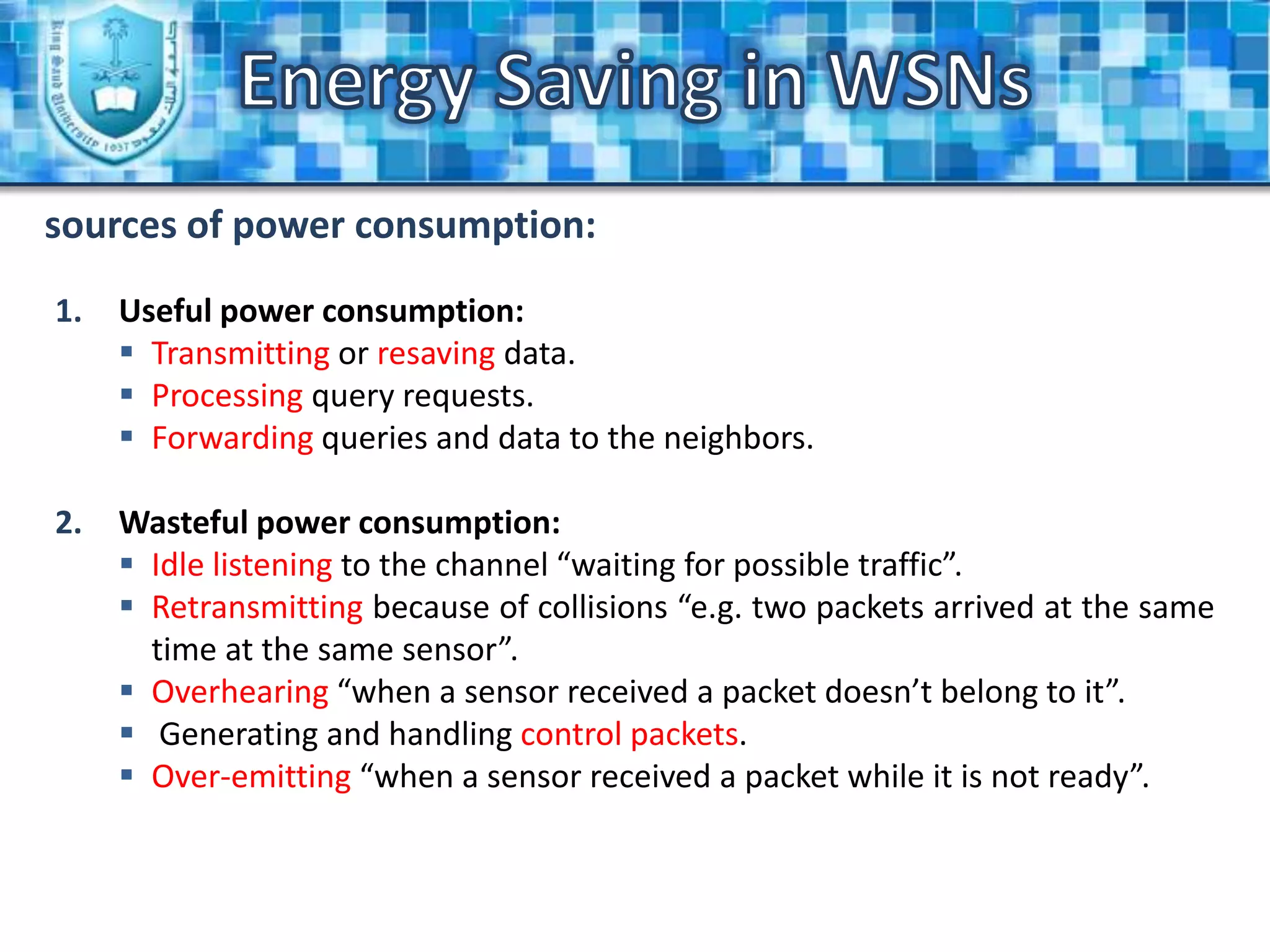 Energy Saving in WSNsIntroduction (Cont.)