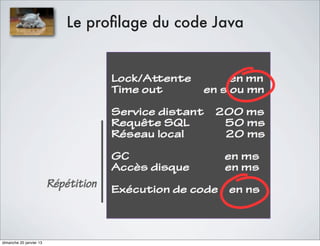 Le proﬁlage du code Java




dimanche 20 janvier 13
 