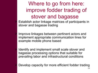 Opportunities for sweet sorghum stover and bagasse as valuable commodities in fodder trading and processing