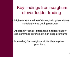 Opportunities for sweet sorghum stover and bagasse as valuable commodities in fodder trading and processing