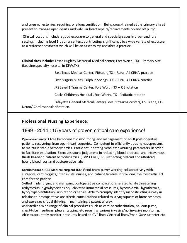nurse anesthetist resume