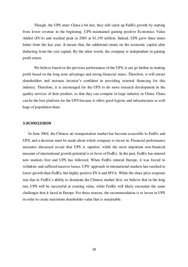 battle for value 2004 fedex corp vs united parcel solution inc Pdf | set in june 2004, this case invites the student to assess the financial performance of fedex corp and united parcel service, inc (ups) the two firms . battle for value 2004 fedex corp vs united parcel solution inc Pdf | set in june 2004, this case invites the student to assess the financial performance of fedex corp and united parcel service, inc (ups) the two firms .