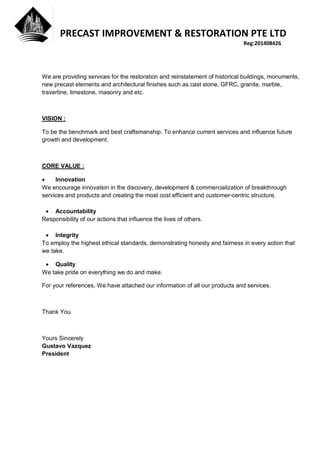 Precast Improvement Restoration (Updated Profile) | PDF