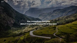 Get immediate insights
about important moments in the race
 
