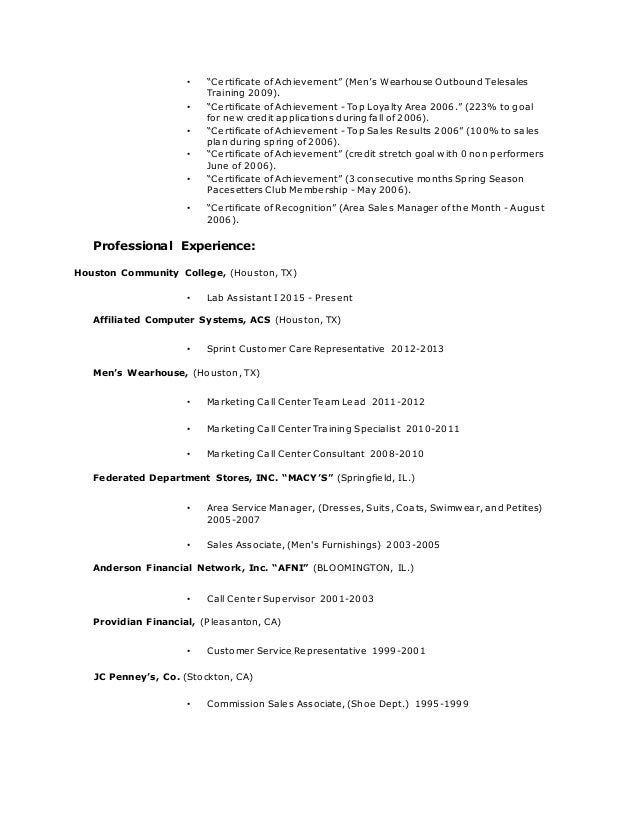 achievement in resumes