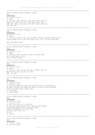 AISWEB - BOLETIM PERSONALIZADO - 22/09/2013 às 21:00:24 UTC - Total de Páginas: 26
página 16 de 26 :: IP 187.37.19.224
RIO DE JANEIRO/SANTOS DUMONT,RJ (SBRJ)
ATM
D1027/2012
B) 15/05/12 00:00
C) PERM
E) IAC RNAV (RNP) RWY 02R E IAC RNAV (RNP) RWY 20L,
AMBAS DE 03 MAY 12 AIRAC, IDENT MODIFICADA PARA
IAC RNAV (RNP) Z RWY 02R E IAC RNAV (RNP) X RWY 20L
REF: AIP MAP)
RIO DE JANEIRO/SANTOS DUMONT,RJ (SBRJ)
ATM
D0699/2012
B) 03/04/12 17:38
C) PERM
E) IAC RNAV (GNSS) Z RWY 20L NO QUADRO CIRCULAR CORRIGIR VALORES DE
VISIBILIDADE NA CAT B DE 1289 PARA 2400 E CAT C DE 1300 PARA 4800
REF: AIP-BRASIL MAP)
RIO DE JANEIRO/SANTOS DUMONT,RJ (SBRJ)
ATM
D0095/2012
B) 13/01/12 11:13
C) PERM
E) IAC NDB Z RWY 20L/20R NO PERFIL CORRIGIR HDG
DE 138 DEG PARA 141 DEG
REF: AIP-BRASIL MAP)
RIO DE JANEIRO/SANTOS DUMONT,RJ (SBRJ)
ATM
D2530/2011
B) 11/11/11 00:01
C) PERM
E) IAC NDB Z RWY 20L/20R INSERIR NO PERFIL INFO NO
MAPT NDB PP: RDL 313 MIA 16.3 DME
REF: AIP MAP)
RIO DE JANEIRO/SANTOS DUMONT,RJ (SBRJ)
NAV
D2776/2013
B) 28/09/13 12:40
C) 28/09/13 13:30
E) EXIBICAO AEREA SOB AUTH/COOR DA TWR RIO/APP RIO ACONTECERA
NA AREA CIRCULAR COM CENTRO NO PONTO DE COORD 225451S/0430634W
E RAIO DE 01NM (PRAIA ICARAI) RTO
F) 500FT AMSL
G) 2500FT AMSL)
RIO DE JANEIRO/SANTOS DUMONT,RJ (SBRJ)
NAV
D2728/2013
B) 25/09/13 15:00
C) 03/10/13 20:00
D) SEP 25 26 OCT 02 03 1500/2000
E) PJE SUBJ AUTH/COOR APP RIO/ TWR RIO/ TWR GALEAO
ACONTECERA CENTRO COORD 225438S/0430948W
(BAIA DE GUANABARA, RJ) RAIO 10KM
RTO EXC SBR 324 325 349
F) SFC
G) FL180)
RIO DE JANEIRO/SANTOS DUMONT,RJ (SBRJ)
OTR
D2765/2013
B) 31/10/13 09:01
C) 31/10/13 21:00
 