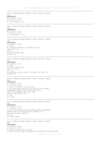 AISWEB - BOLETIM PERSONALIZADO - 22/09/2013 às 21:00:24 UTC - Total de Páginas: 26
página 24 de 26 :: IP 187.37.19.224
RIO DE JANEIRO/GALEAO-ANTONIO CARLOS JOBIM,RJ (SBGL)
CNS
D2650/2013
B) 12/09/13 17:47
C) 09/12/13 23:59
E) ILS OM RWY 15 U/S)
RIO DE JANEIRO/GALEAO-ANTONIO CARLOS JOBIM,RJ (SBGL)
CNS
D2648/2013
B) 12/09/13 17:44
C) 09/12/13 23:59
E) ILS MM RWY 10 U/S)
RIO DE JANEIRO/GALEAO-ANTONIO CARLOS JOBIM,RJ (SBGL)
CNS
D1960/2012
B) 23/08/12 00:00
C) PERM
E) VOR/DME CAX FREQ 113.00MHZ/CH77X CNL
REF:AIP AD 2.19
ENR 4.1
AIP MAP ATCSMAC SBWJ
ROTAER 3-R)
RIO DE JANEIRO/GALEAO-ANTONIO CARLOS JOBIM,RJ (SBGL)
CNS
D1243/2012
B) 29/05/12 12:58
C) PERM
E) NDB IT 290KHZ CNL
REF: AIP ENR 4.1
AD 2.19
AIP MAP(ARC RIO/SAO PAULO, IAC-SBGL ILS W RWY 10)
ROTAER 3-R)
RIO DE JANEIRO/GALEAO-ANTONIO CARLOS JOBIM,RJ (SBGL)
NAV
D2729/2013
B) 25/09/13 15:00
C) 03/10/13 20:00
D) SEP 25 26 OCT 02 03 1500/2000
E) PJE SUBJ AUTH/COOR APP RIO/ TWR RIO/ TWR GALEAO
ACONTECERA CENTRO COORD 225438S/0430948W
(BAIA DE GUANABARA, RJ) RAIO 10KM
RTO EXC SBR 324 325 349
F) SFC
G) FL180)
RIO DE JANEIRO/GALEAO-ANTONIO CARLOS JOBIM,RJ (SBGL)
NAV
D2641/2013
B) 26/09/13 12:00
C) 26/09/13 16:00
E) PJE SUBJ AUTH/COOR APP RIO/TWR AFONSOS ACONTECERA
CENTRO COORD 225150S/0432338W (AFONSOS, RJ)
EXC SBR-304 RAIO 500M RTO
F) SFC
G) 4000FT AMSL)
RIO DE JANEIRO/GALEAO-ANTONIO CARLOS JOBIM,RJ (SBGL)
NAV
D2413/2013
B) 28/08/13 09:00
C) 20/11/13 15:30
D) WED FRI 0900/1200 1330/1530
E) AREA PROIBIDA TEMPO (DETONACAO DE EXPLOSIVOS) CENTRO COORD
 