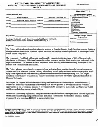 Lowcountry Food Bank: Grantwriting Sample