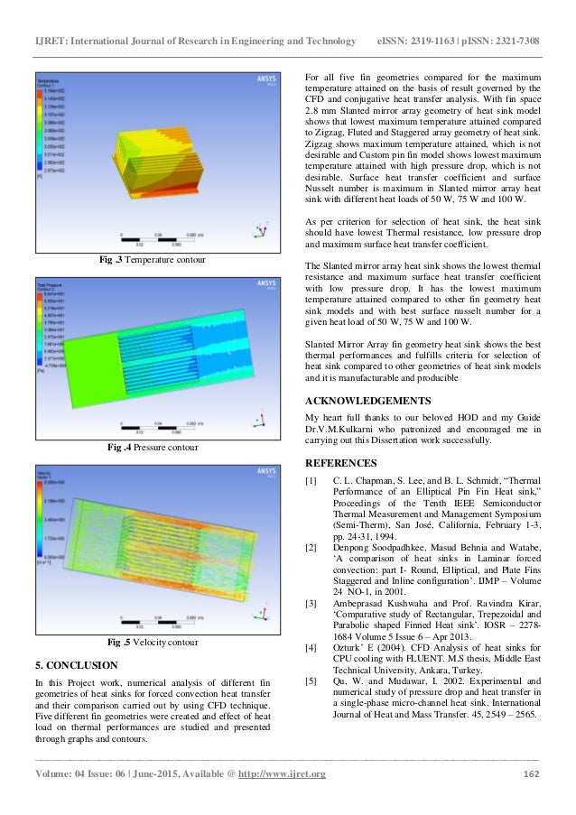 Cfd And Conjugate Heat Transfer Analysis Of Heat Sinks With