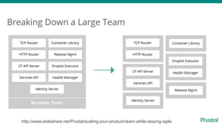 http://www.slideshare.net/Pivotal/scaling-your-product-team-while-staying-agile
 