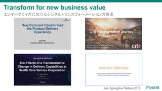 Transform for new business value
󥿩`ץ饤ˤǥȥ󥹥ե``M
from SpringOne Platform 2016
 