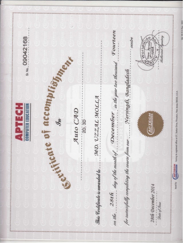 Auto CAD Certificate From APTECH auto-cad-certificate-from-aptech