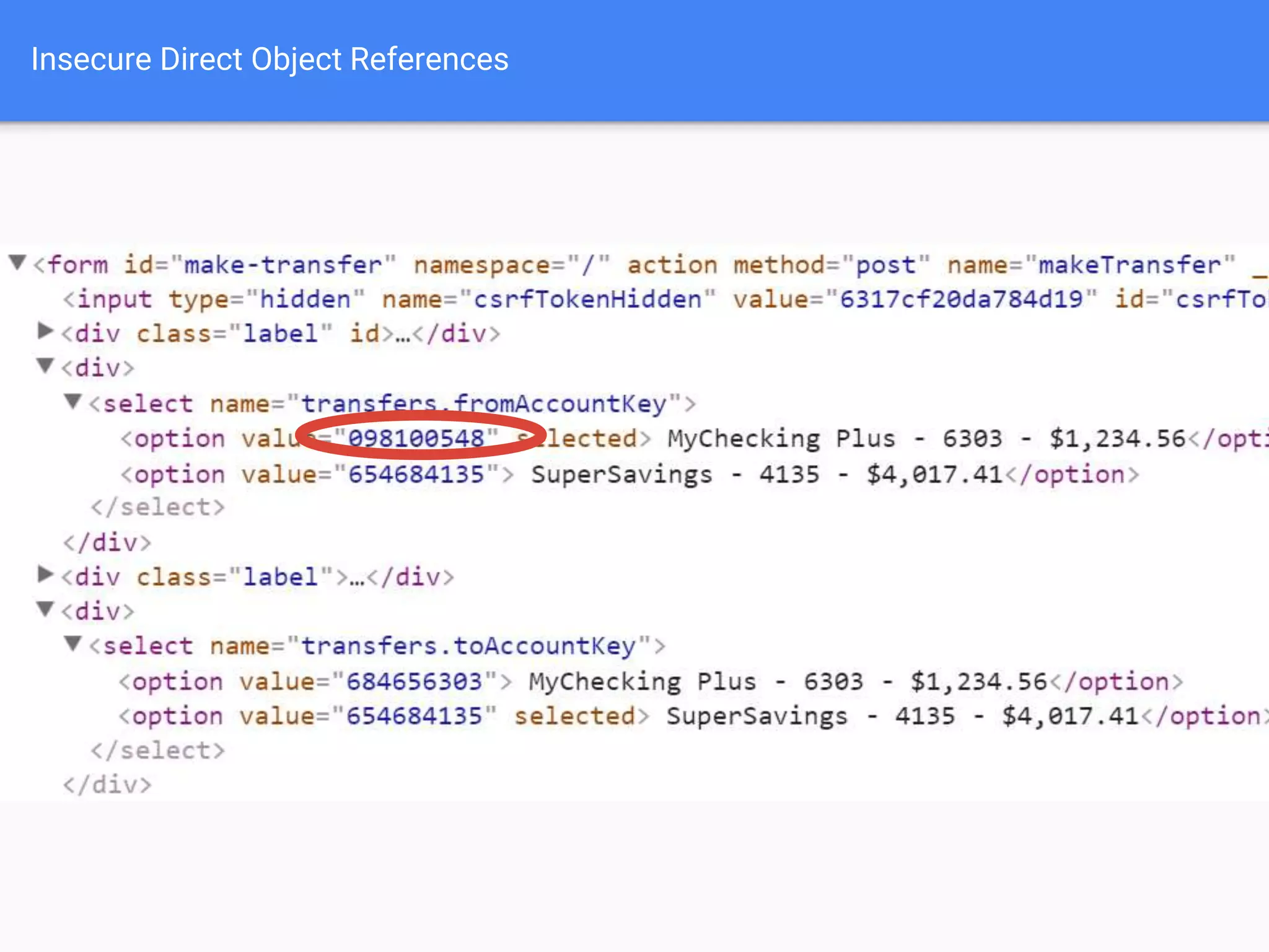 Insecure Direct Object References
 
