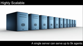 Highly Scalable
A single server can serve up to 5k agents
 