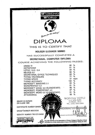 Workinig World Secretarial Diploma