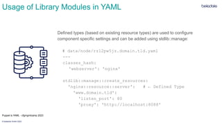 © betadots GmbH 2023
Usage of Library Modules in YAML
Defined types (based on existing resource types) are used to configu...
