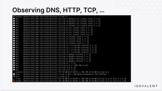 Observing DNS, HTTP, TCP, …
 