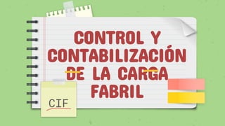 CONTROL Y
CONTABILIZACIÓN
DE LA CARGA
FABRIL
CIF
 