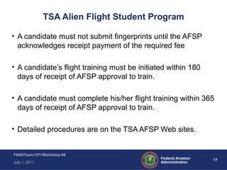 CFI Workshop - Module 4 Transportation Security Administration | PPT