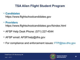 CFI Workshop - Module 4 Transportation Security Administration | PPT
