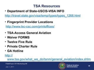 CFI Workshop - Module 4 Transportation Security Administration | PPT