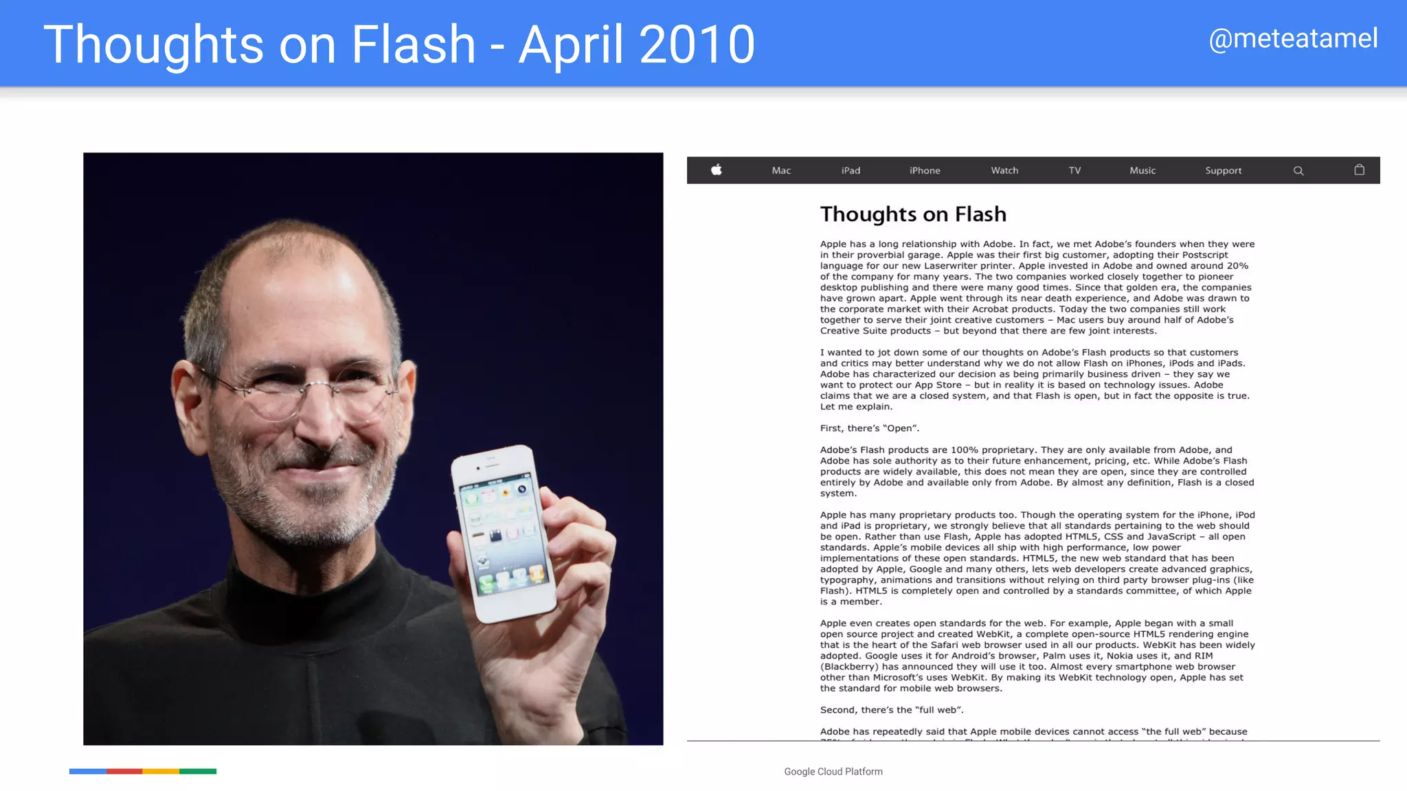 Google Cloud Platform
Thoughts on Flash - April 2010 @meteatamel
 