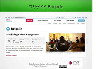 ブリゲイド Brigade 
Code for Japan. Content is licensed through 
Creative Commons.フッター 
 