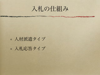 入札の仕組み
人材派遣タイプ
入札応答タイプ
 