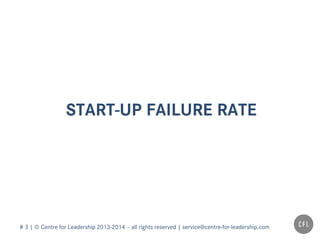 # 3 | © Centre for Leadership 2013-2014 – all rights reserved | service@centre-for-leadership.com
START-UP FAILURE RATE
 