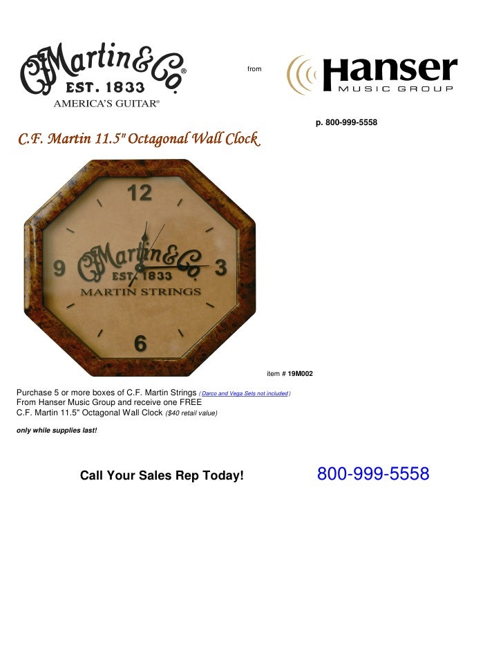 C f martin wall clock promo august 2009